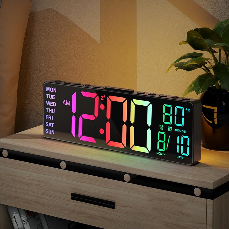JALL 10.5-Inch RGB Clock with Surround Night Light
