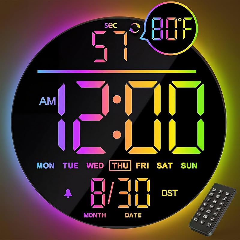 JALL 10-Inch LED Wall Clock with Remote
