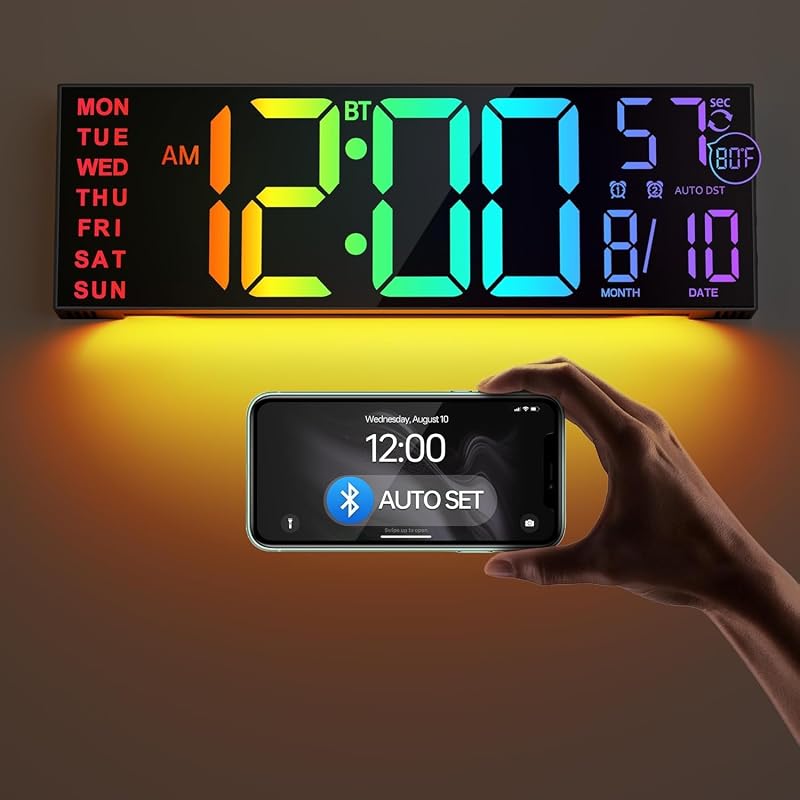 JALL 16.2-Inch Wall Clock with Bluetooth Sync