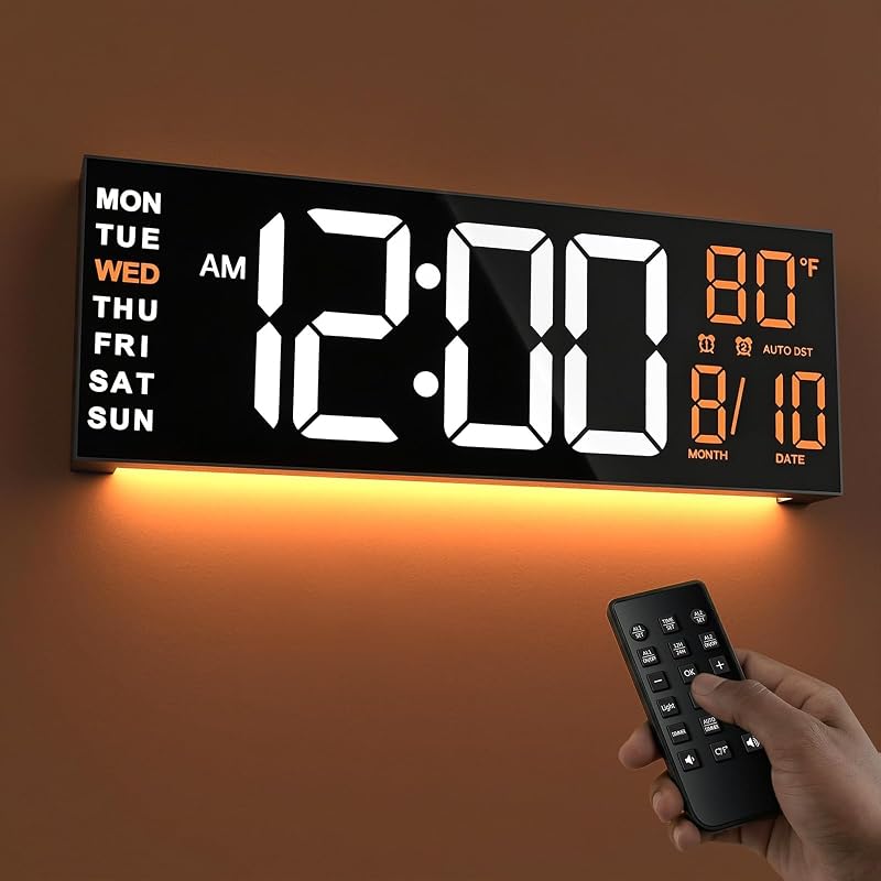 JALL 16-Inch LED Wall Clock with Remote