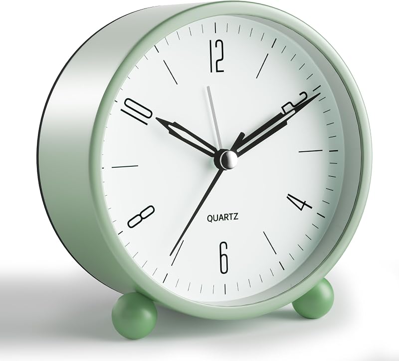 JALL Silent Analog Alarm Clock, Green